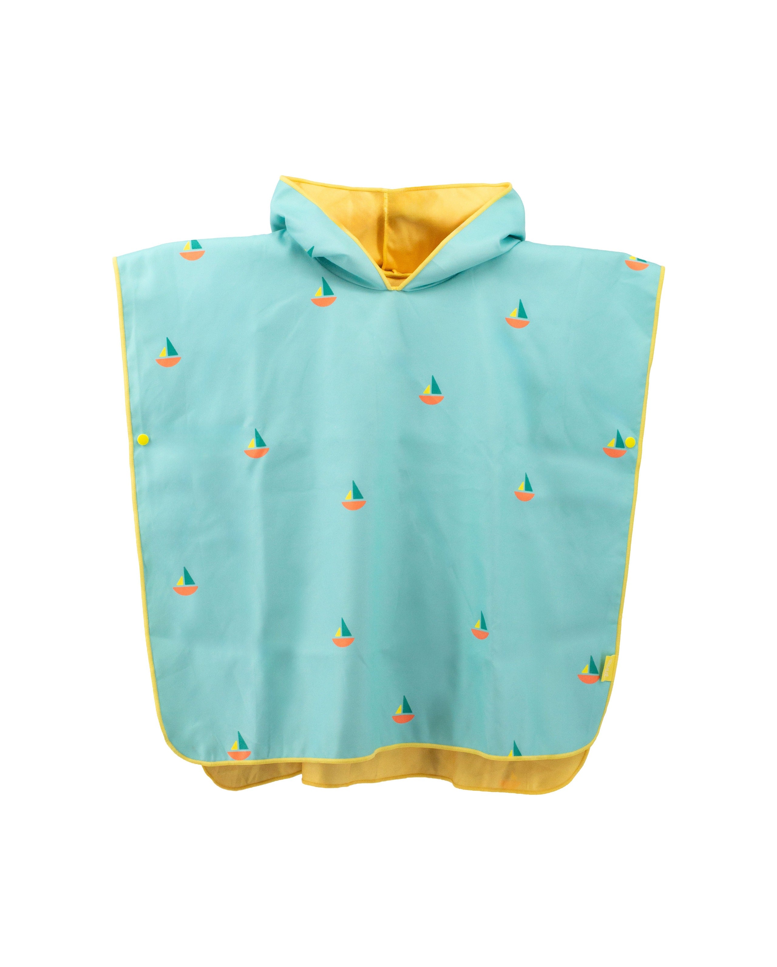 Kids beach poncho Banana Blue quick-dry microfibre hooded towel front view