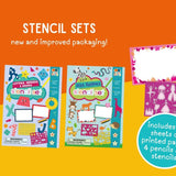STENCILS & PENCILS WALLET - LETTERS SHAPES NUMBERS