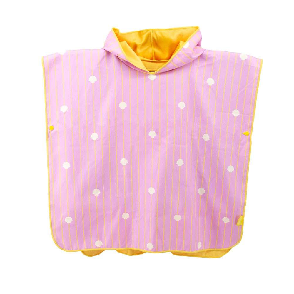 Kids beach poncho Banana Pink quick-dry microfibre hooded towel front view