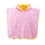 Kids beach poncho Banana Pink quick-dry microfibre hooded towel front view